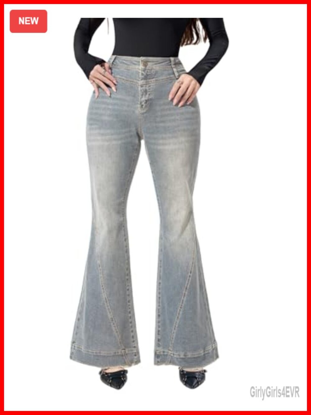 High Rise Cotton Flared Bell Bottom Bootcut Denim Jeans